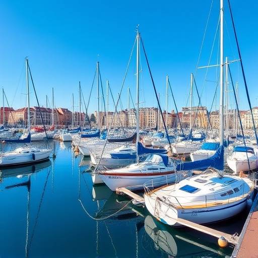 Le port de plaisance de Deauville avec des voiliers amarr√©s et un ciel bleu clair.