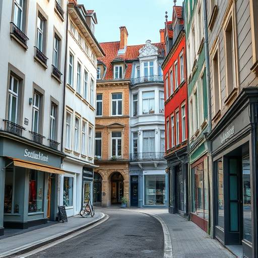 Une rue typique du centre-ville de Caen, avec ses b√¢timents modernes et ses commerces.